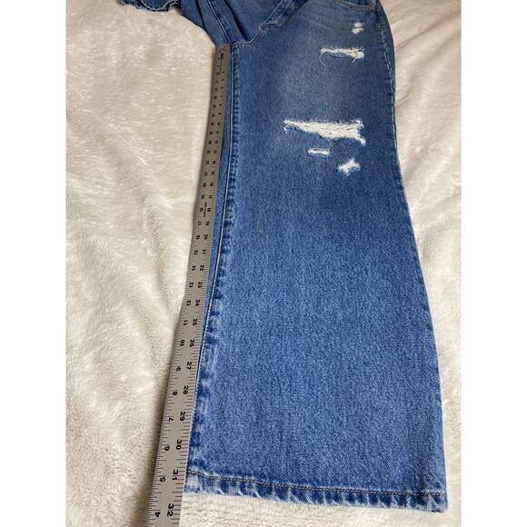 NWT BLANK NYC JEANS 33 THE FRANKLIN RIBCAGE WIDE LEG RIPPED BAGGY BLUE LIGHTS - Picture 12 of 12